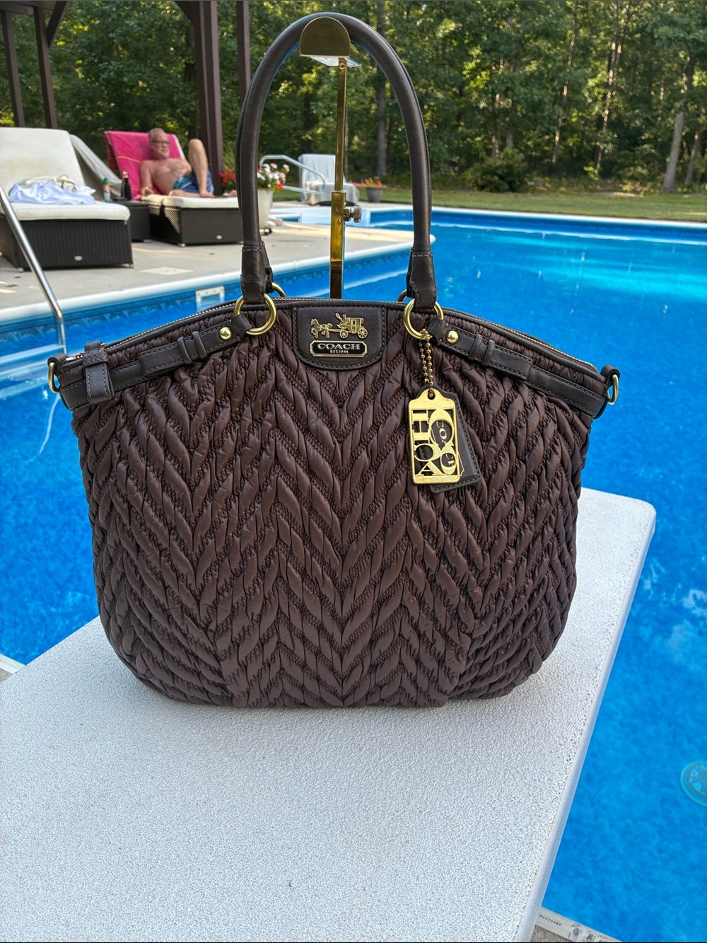 Coach Madison Quilted Chevron Nylon Lindsey Satchel **Limited Edition**